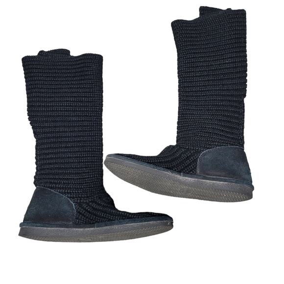Bearpaw Knit Tall Wool/Acrylic Blend Black Boots 656W Knit Tall Women's US 7 - Picture 2 of 11